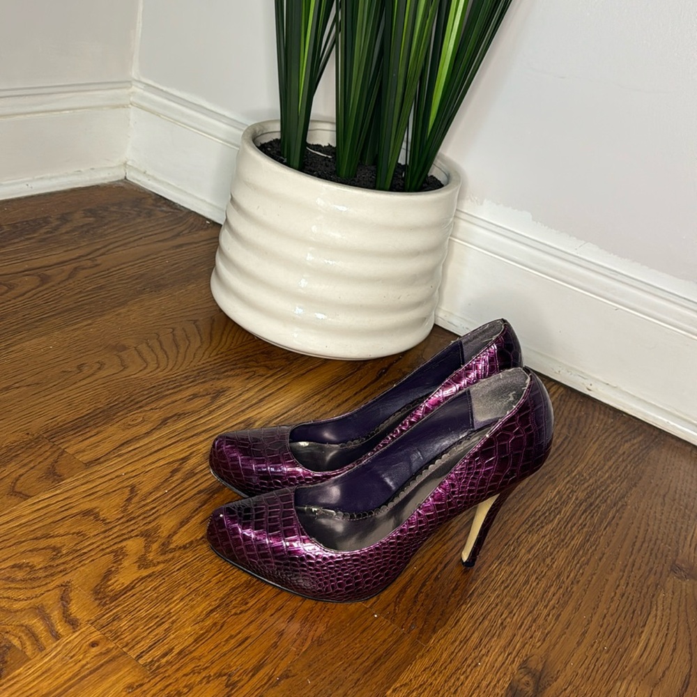 Joey Platform Heels, Color: Purple Snake Print, Size: US 8 1/2